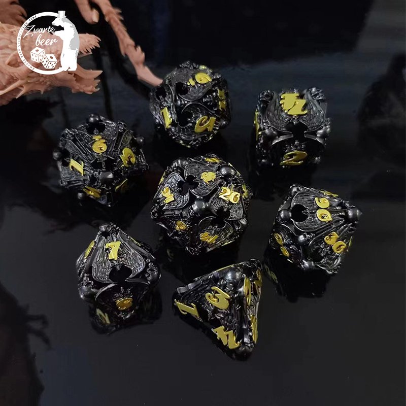 Custom 20mm Metal Dice set Hollow RPG Dice Set Dnd Polyhedral metal dice game dungeons and dragons
