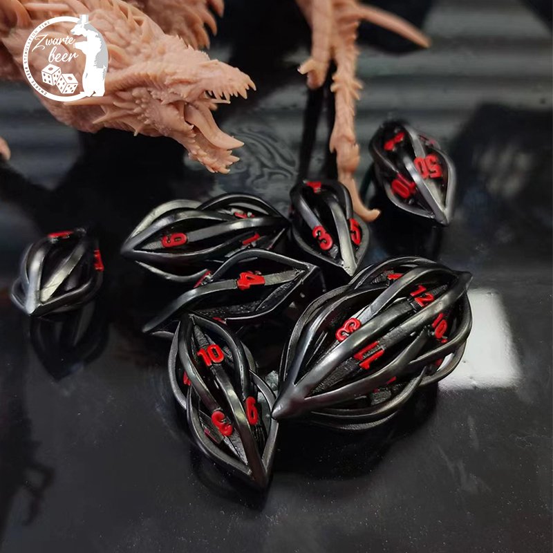 Custom 20mm Metal Dice set Hollow RPG Dice Set Dnd Polyhedral metal dice game dungeons and dragons