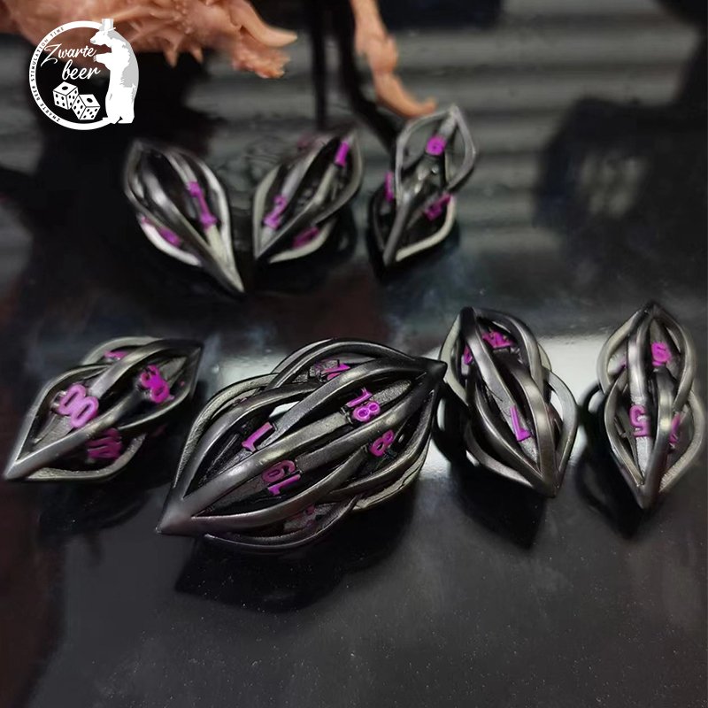 Custom 20mm Metal Dice set Hollow RPG Dice Set Dnd Polyhedral metal dice game dungeons and dragons