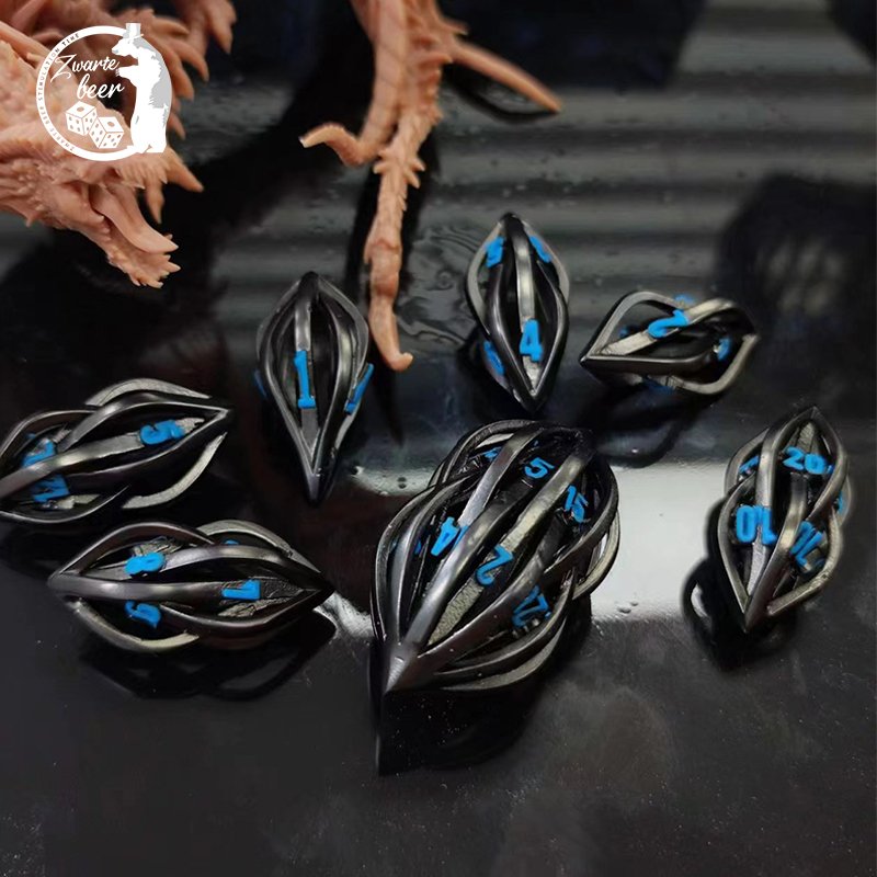 Custom 20mm Metal Dice set Hollow RPG Dice Set Dnd Polyhedral metal dice game dungeons and dragons