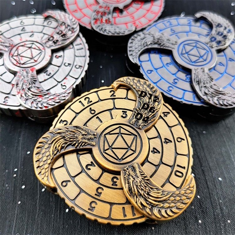 Brand New Antique Gold Natural Top Metal Turntable DND Special Dice for DND Games