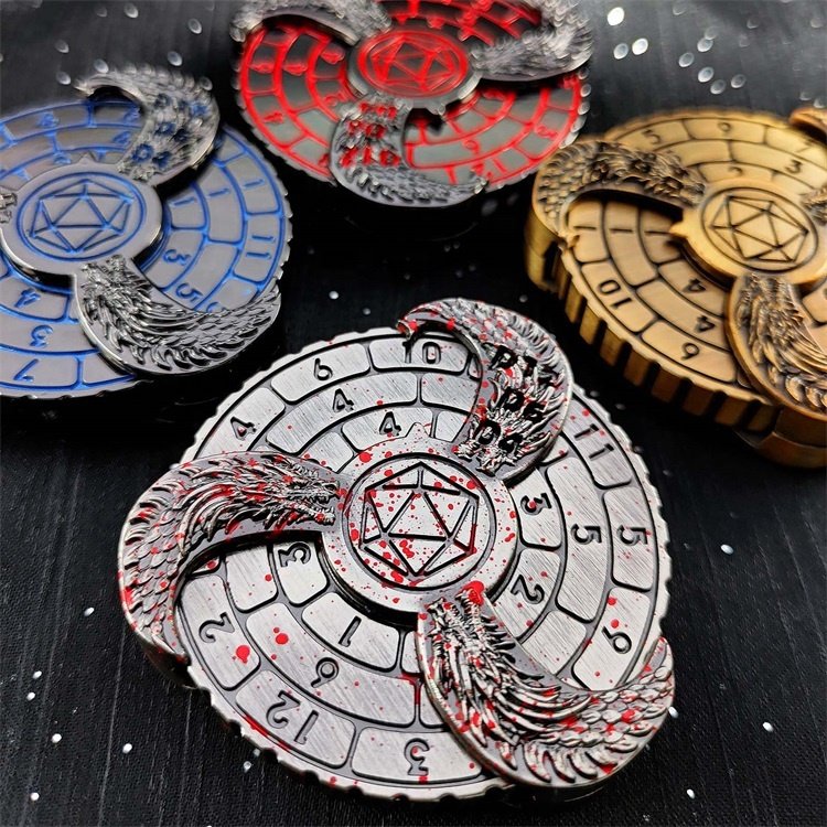 Brand New Antique Gold Natural Top Metal Turntable DND Special Dice for DND Games