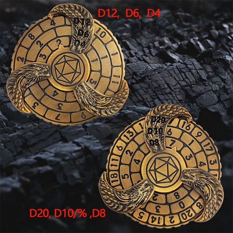 Brand New Antique Gold Natural Top Metal Turntable DND Special Dice for DND Games
