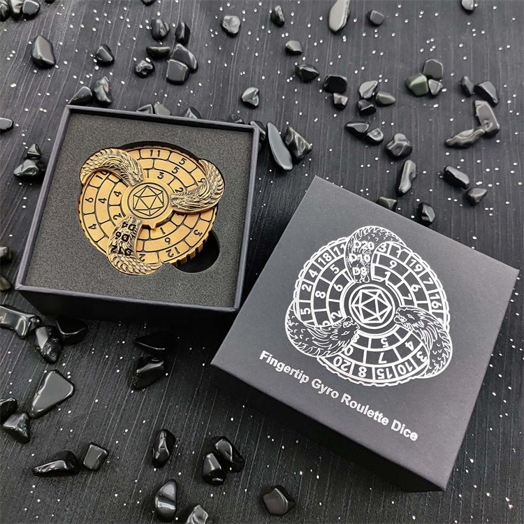 Brand New Antique Gold Natural Top Metal Turntable DND Special Dice for DND Games