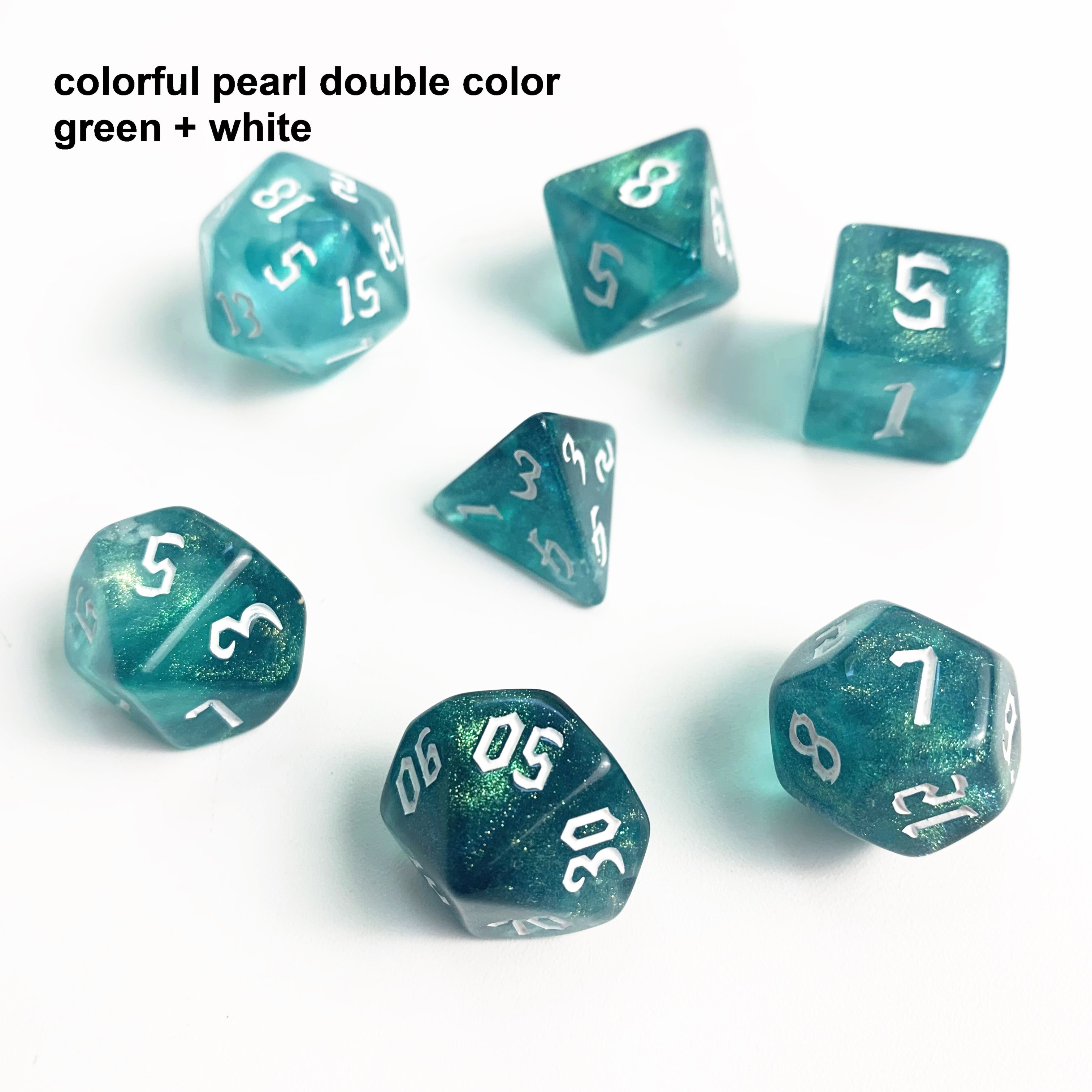 colorful pearl double colors new font DND PRTG Dungeons and Dragons PMMA custom polyhedral multi colors plastic dice