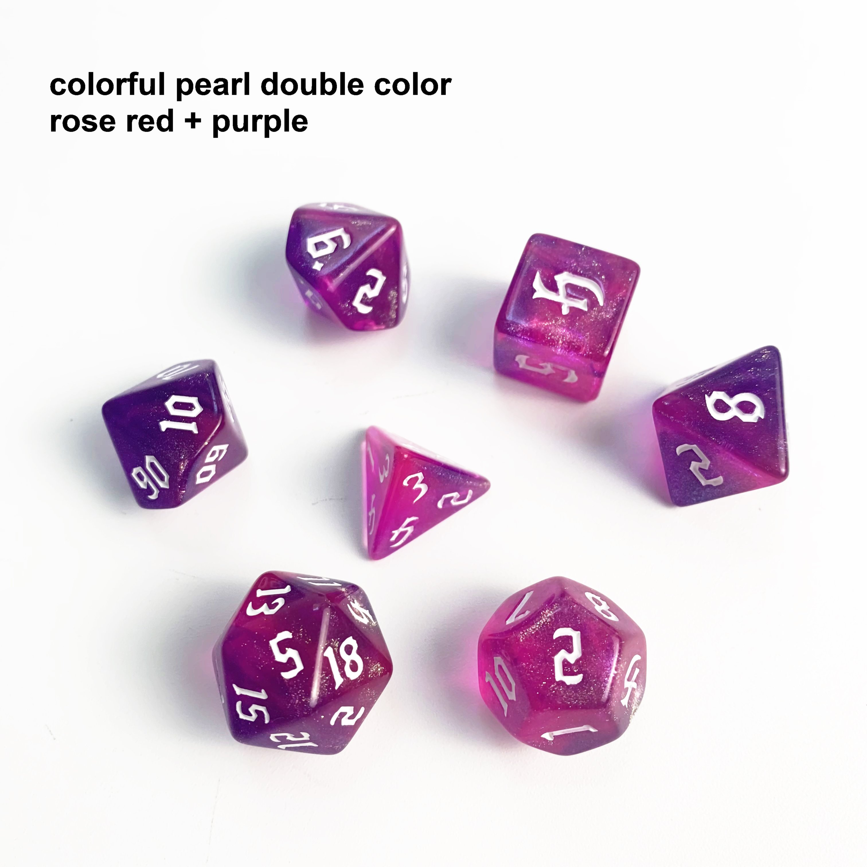 colorful pearl double colors new font DND PRTG Dungeons and Dragons PMMA custom polyhedral multi colors plastic dice