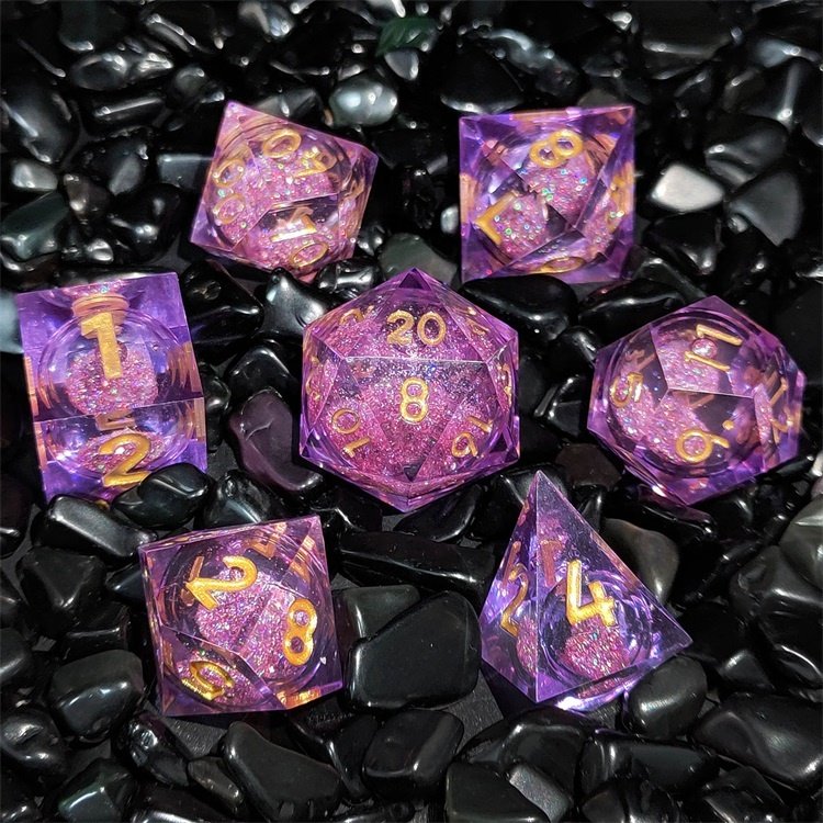Board Games Manufacturer Polyhedral Sharped Edge Quicksand Liquid Core Resin Dice Set