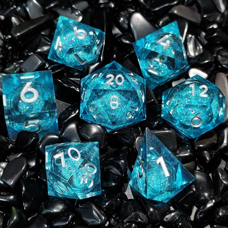 Board Games Manufacturer Polyhedral Sharped Edge Quicksand Liquid Core Resin Dice Set