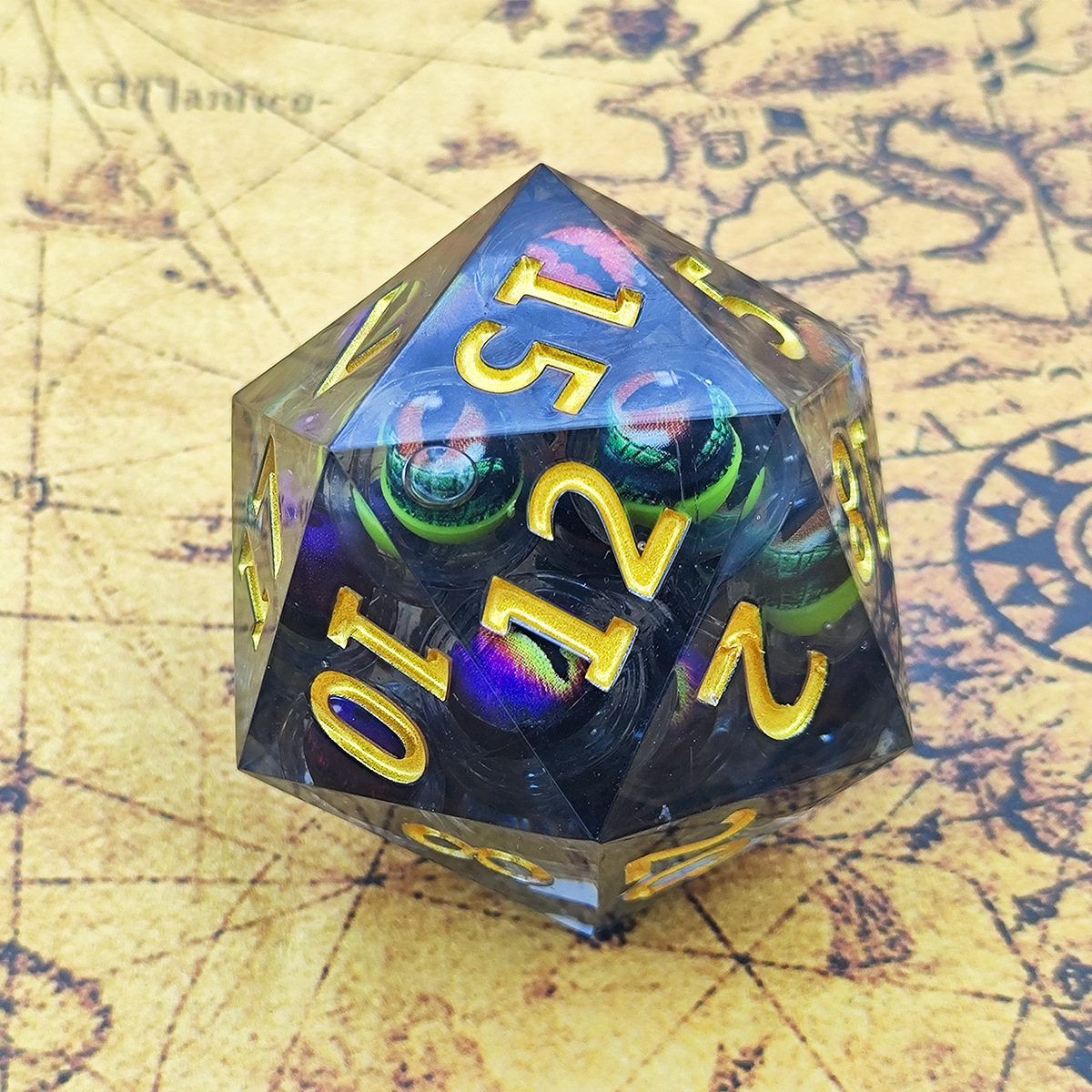 Floating Large D20 Dragon Eye Multiple Eyeball Dice Polyhedral Gaming Resin Dice for DND Player