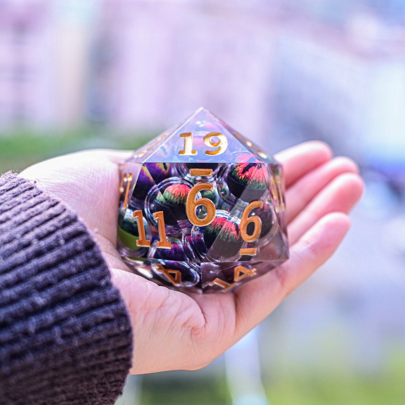Floating Large D20 Dragon Eye Multiple Eyeball Dice Polyhedral Gaming Resin Dice for DND Player