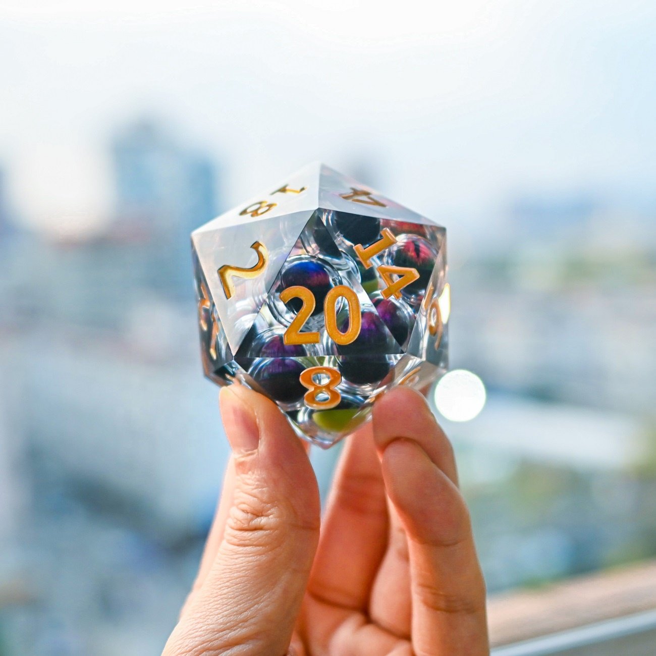 Floating Large D20 Dragon Eye Multiple Eyeball Dice Polyhedral Gaming Resin Dice for DND Player