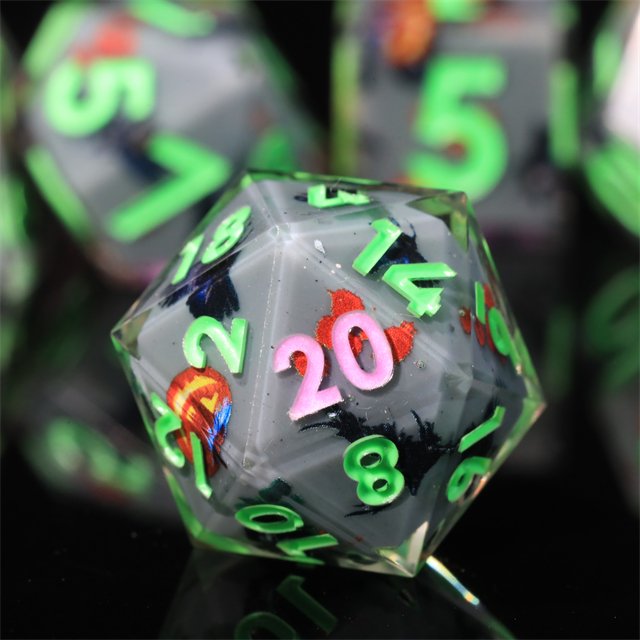 MINI PLANET Handmade Halloween Resin Dragon Dungeon DND RPG Dice Set Sharp Edges Polyhedral Board Game Dice Custom Halloween