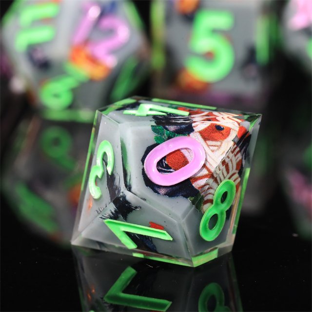 MINI PLANET Handmade Halloween Resin Dragon Dungeon DND RPG Dice Set Sharp Edges Polyhedral Board Game Dice Custom Halloween