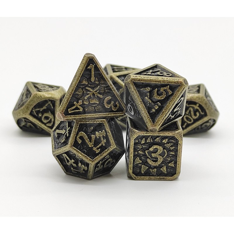Factory Wholesale Stripe DND Metal Dice Set,7 PCS Zinc Alloy D&D Dice Set for Dungeons and Dragons