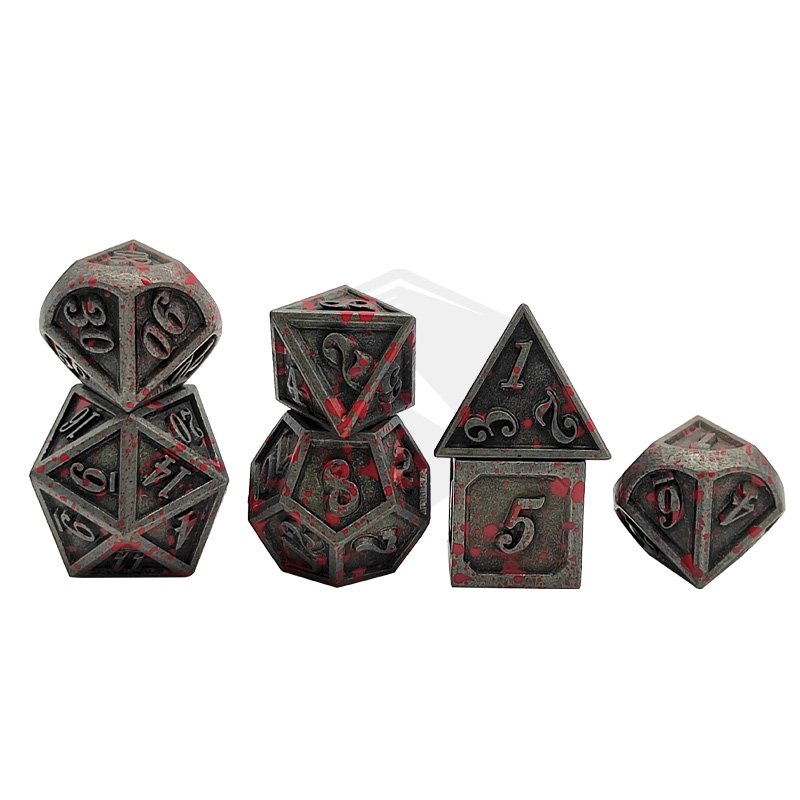 Factory Wholesale Stripe DND Metal Dice Set,7 PCS Zinc Alloy D&D Dice Set for Dungeons and Dragons