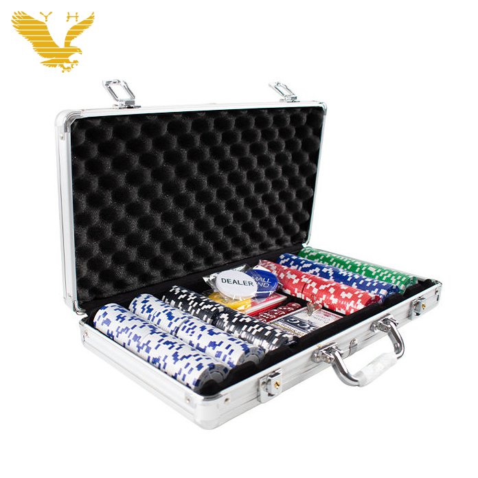 YH Best Quality 300pcs/set ABS Dice Poker Chip Set With Silver Aluminum Box