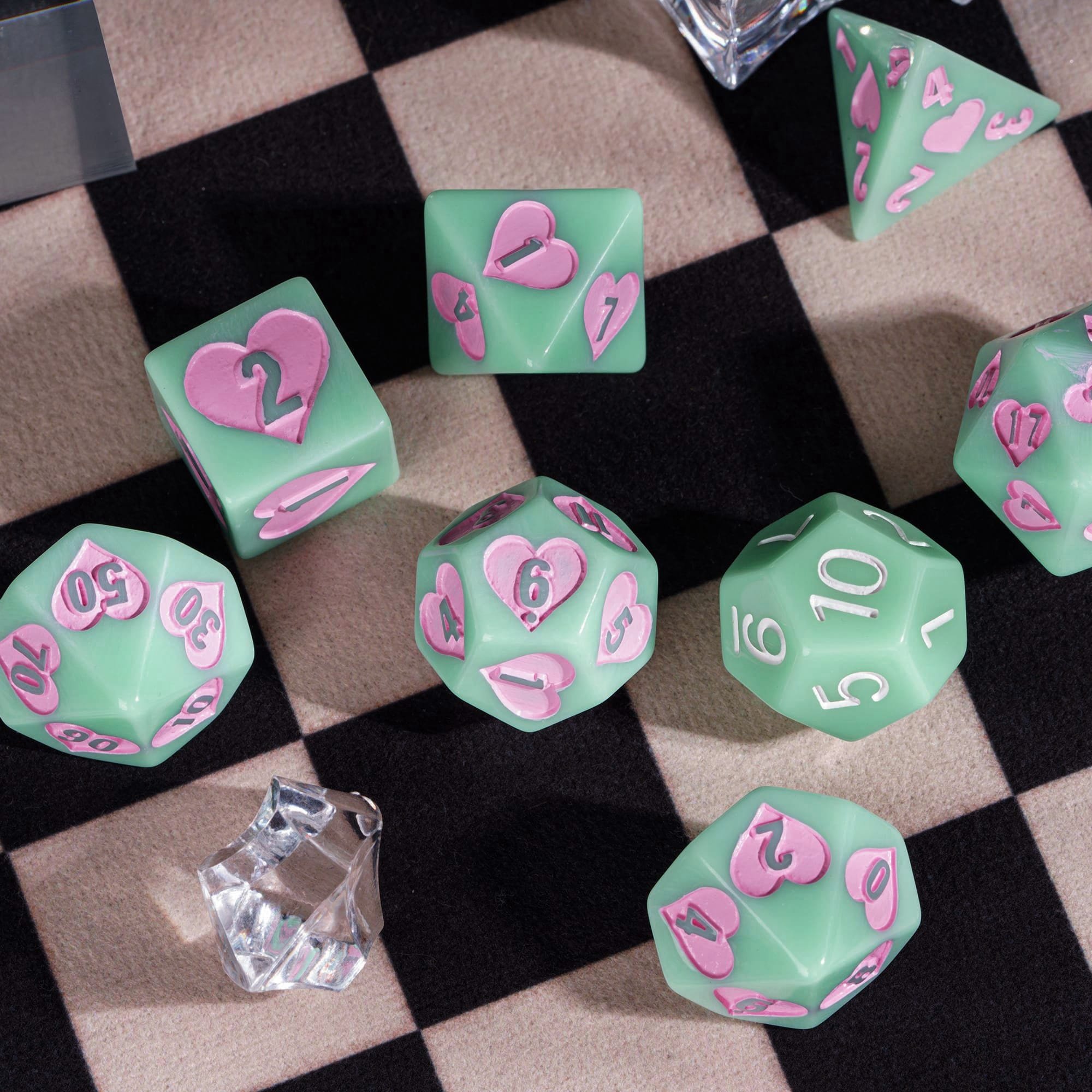 Udixi Heart Resin Dice dungeons and dragons DND RPG game dice set board game dice