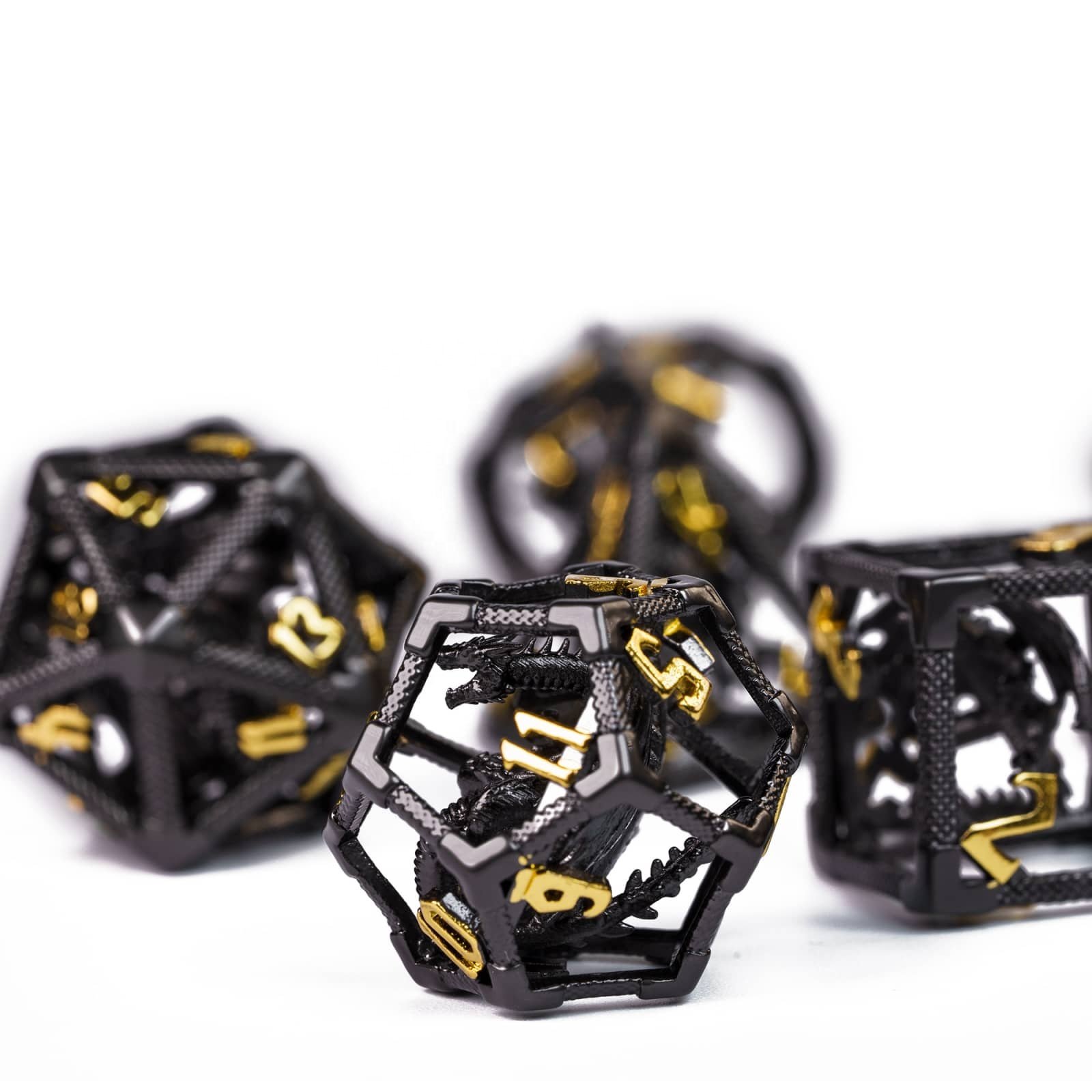 Udixi Polyhedral custom logo rpg dungeons and dragons hollow metal dice game set Rainbow