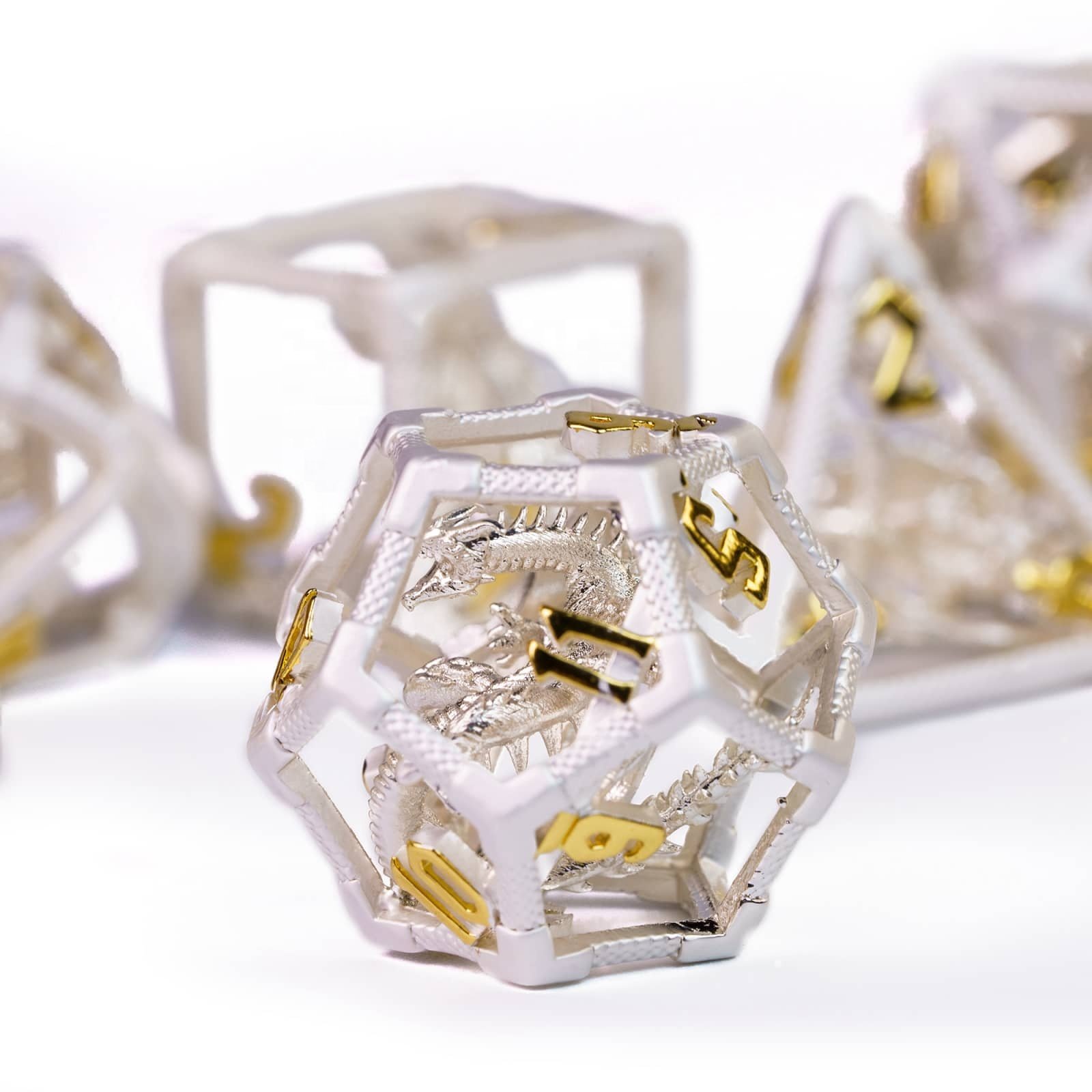 Udixi Polyhedral custom logo rpg dungeons and dragons hollow metal dice game set Rainbow