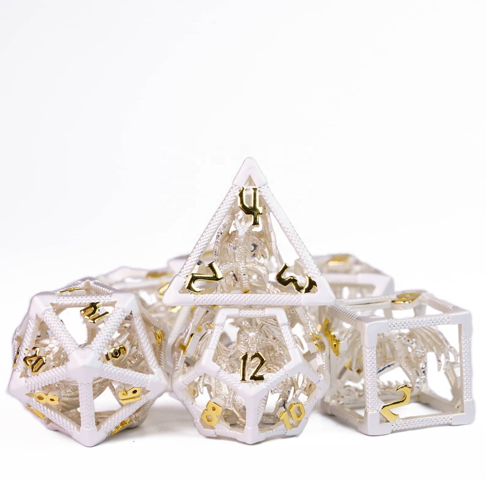 Udixi Polyhedral custom logo rpg dungeons and dragons hollow metal dice game set Rainbow