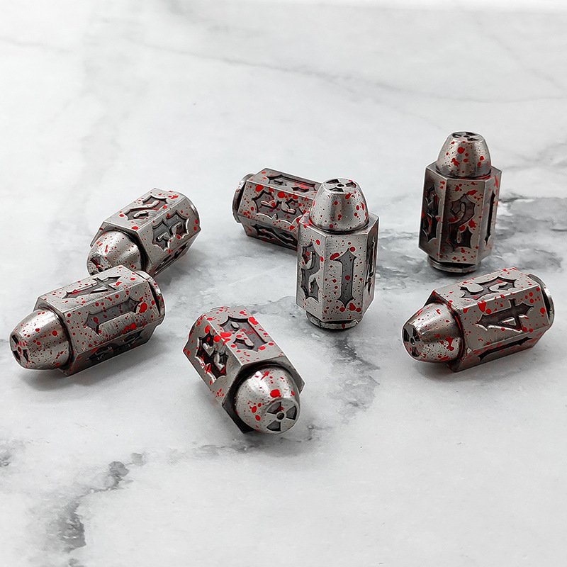 Bullet Metal Dice Set 6 Pack Antique Copper Metal D6 Die Polyhedral D&D Dice for D and D Dungeons and Dragons Accessories Gifts
