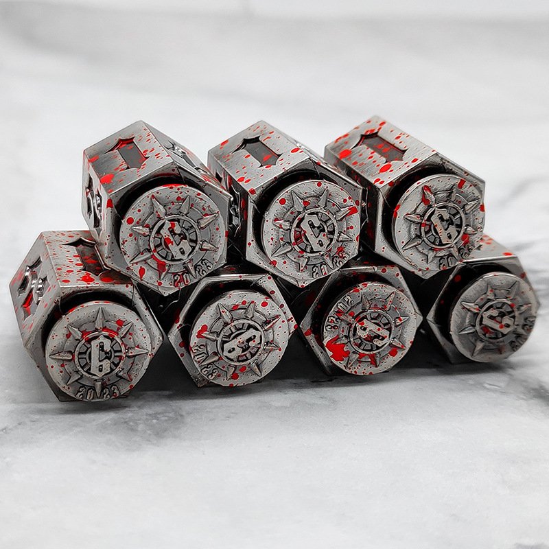 Bullet Metal Dice Set 6 Pack Antique Copper Metal D6 Die Polyhedral D&D Dice for D and D Dungeons and Dragons Accessories Gifts