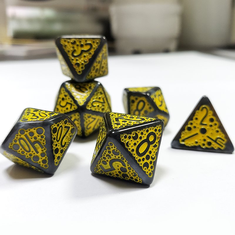 Crocodile Skin Yellow Polyhedral Resin Dice Rpg Board Or Card Games Role-Playing Dnd Dice Set
