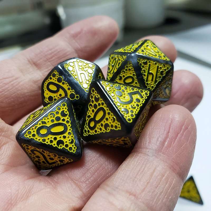 Crocodile Skin Yellow Polyhedral Resin Dice Rpg Board Or Card Games Role-Playing Dnd Dice Set