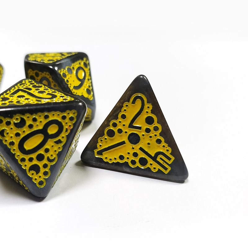 Crocodile Skin Yellow Polyhedral Resin Dice Rpg Board Or Card Games Role-Playing Dnd Dice Set