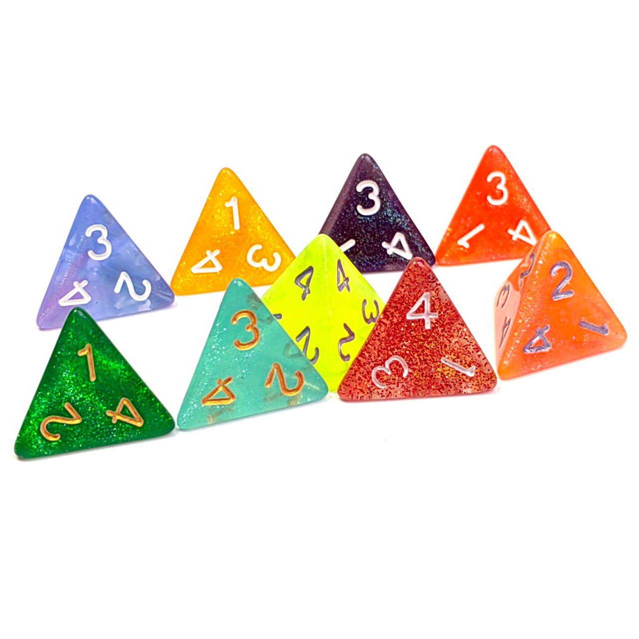 Manufacturers bulk Glitter D4 4 sides dice plastic resin engraved dnd game polyhedral custom dice