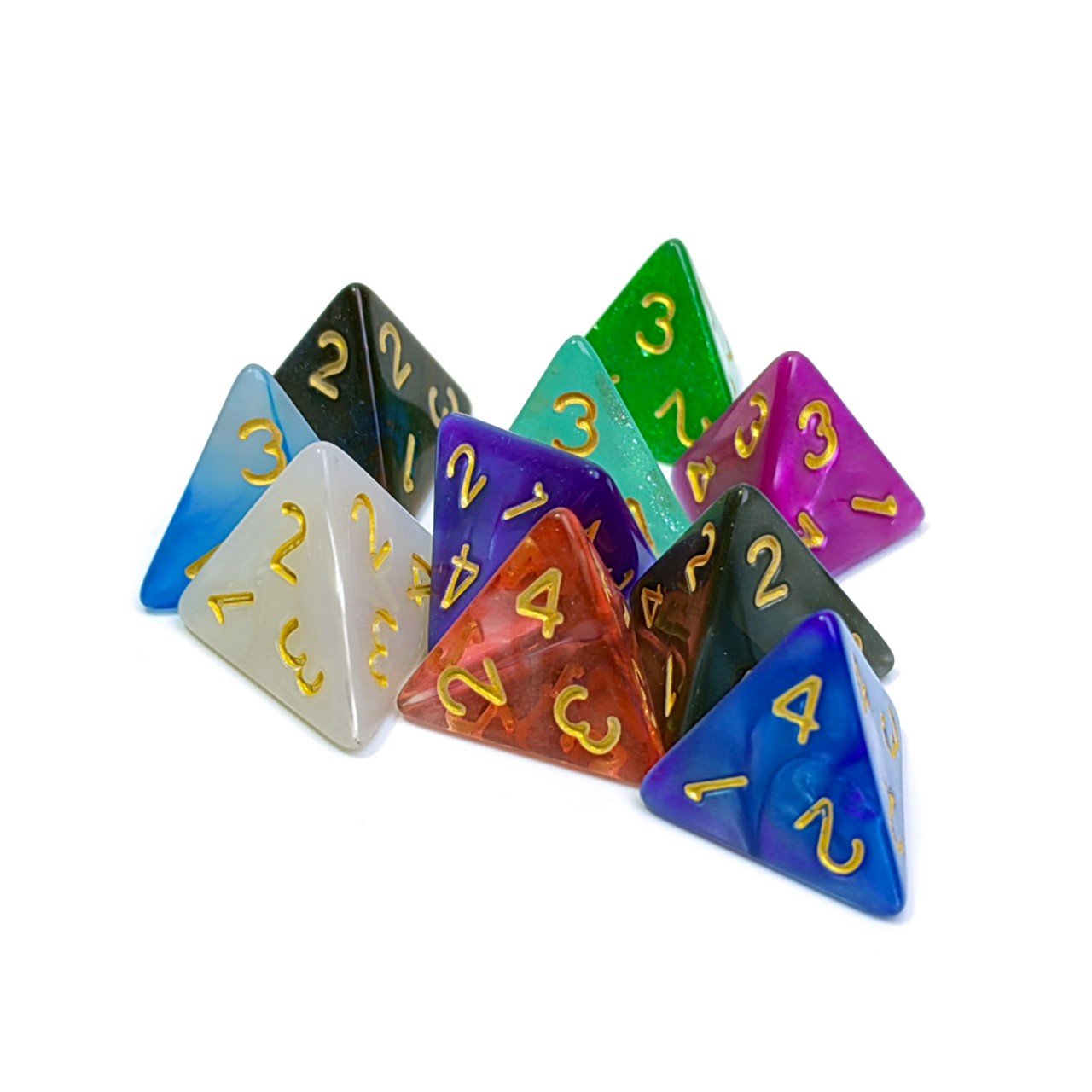 Manufacturers bulk Glitter D4 4 sides dice plastic resin engraved dnd game polyhedral custom dice