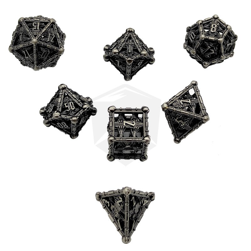 Hollow Metal Dice Set 7pcs Polyhedral Dnd Rpg Dice Metal Dungeons And Dragons Dice