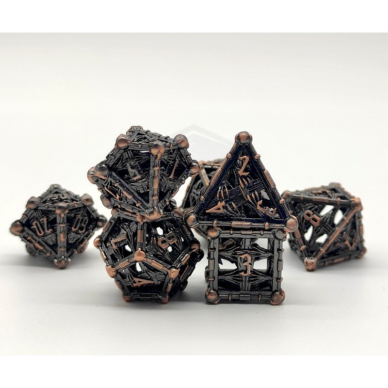 Hollow Metal Dice Set 7pcs Polyhedral Dnd Rpg Dice Metal Dungeons And Dragons Dice