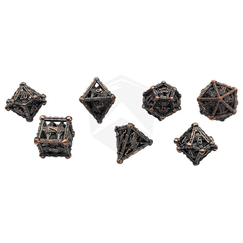 Hollow Metal Dice Set 7pcs Polyhedral Dnd Rpg Dice Metal Dungeons And Dragons Dice