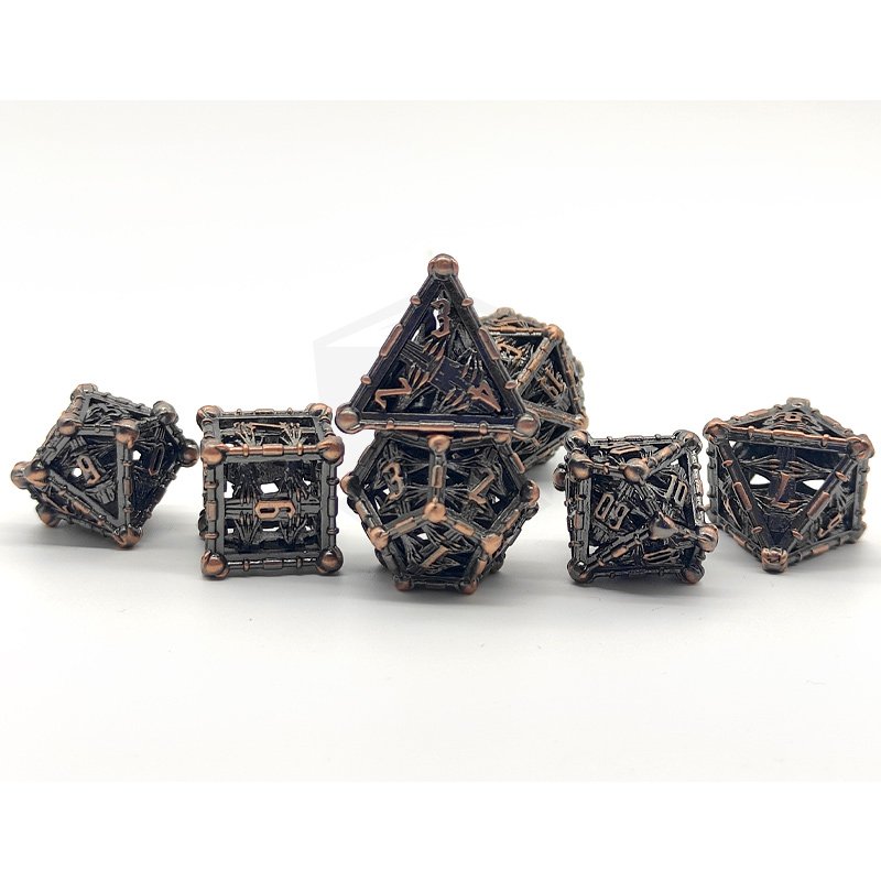 Hollow Metal Dice Set 7pcs Polyhedral Dnd Rpg Dice Metal Dungeons And Dragons Dice