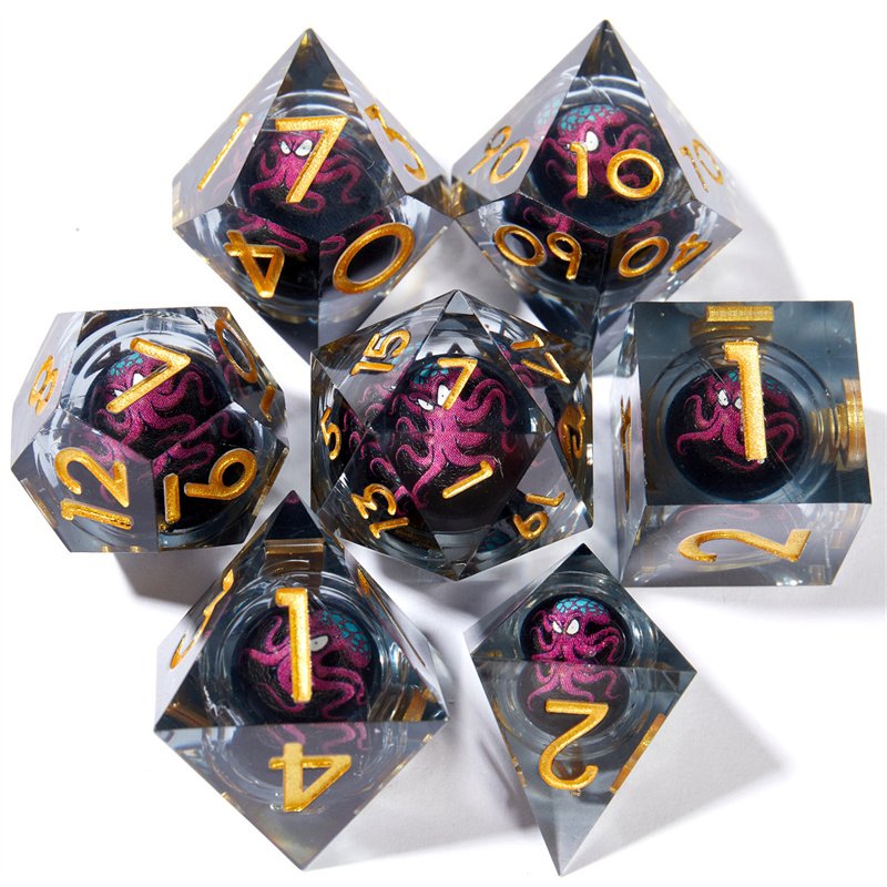Customized Skull Head Dnd Dice Handmade Sharp Edge Resin Dice D&D D4 D6 D8 D100 D12 D20 Suitable for Dungeons&Dragons