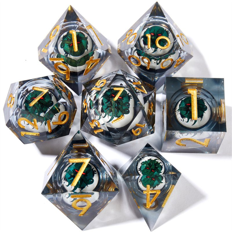 Customized Skull Head Dnd Dice Handmade Sharp Edge Resin Dice D&D D4 D6 D8 D100 D12 D20 Suitable for Dungeons&Dragons