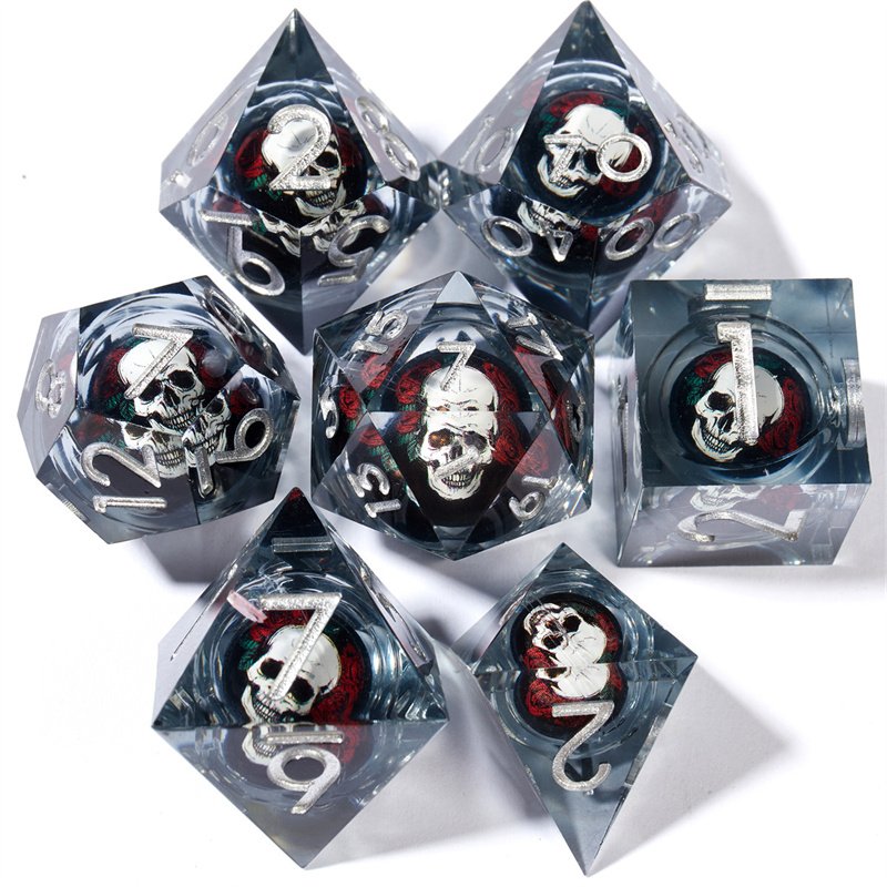 Customized Skull Head Dnd Dice Handmade Sharp Edge Resin Dice D&D D4 D6 D8 D100 D12 D20 Suitable for Dungeons&Dragons