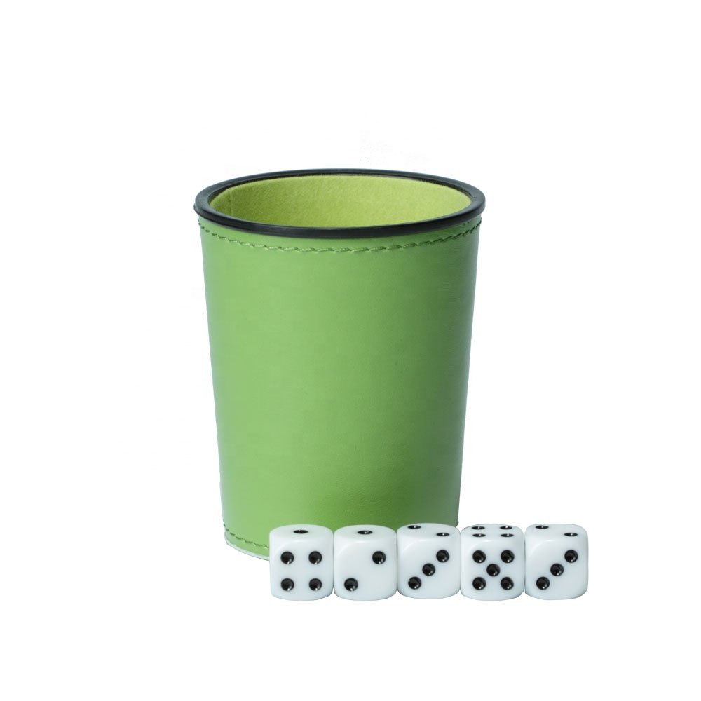 Green OEM Wholesale Stacking Cups Set Cheap Custom Logo Pu Leather High Quality Dice Cup For Games