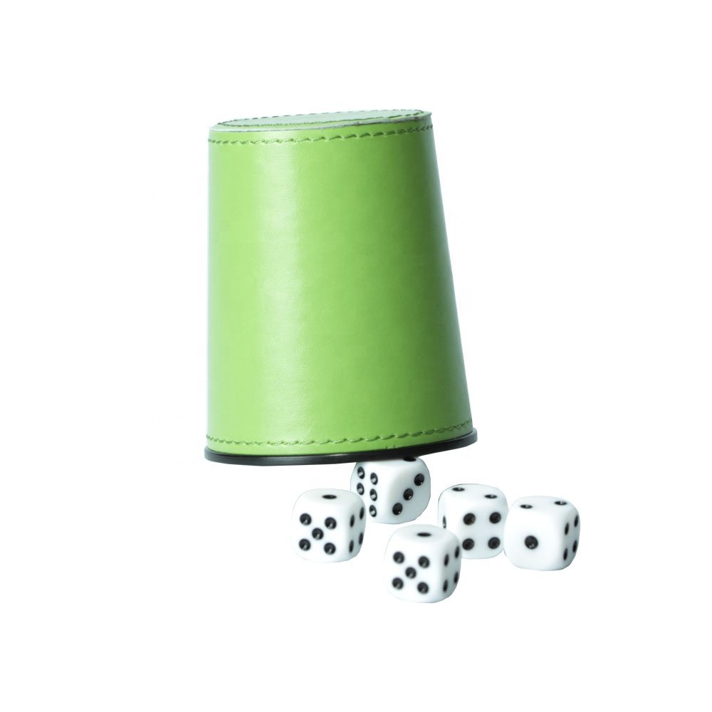 Green OEM Wholesale Stacking Cups Set Cheap Custom Logo Pu Leather High Quality Dice Cup For Games