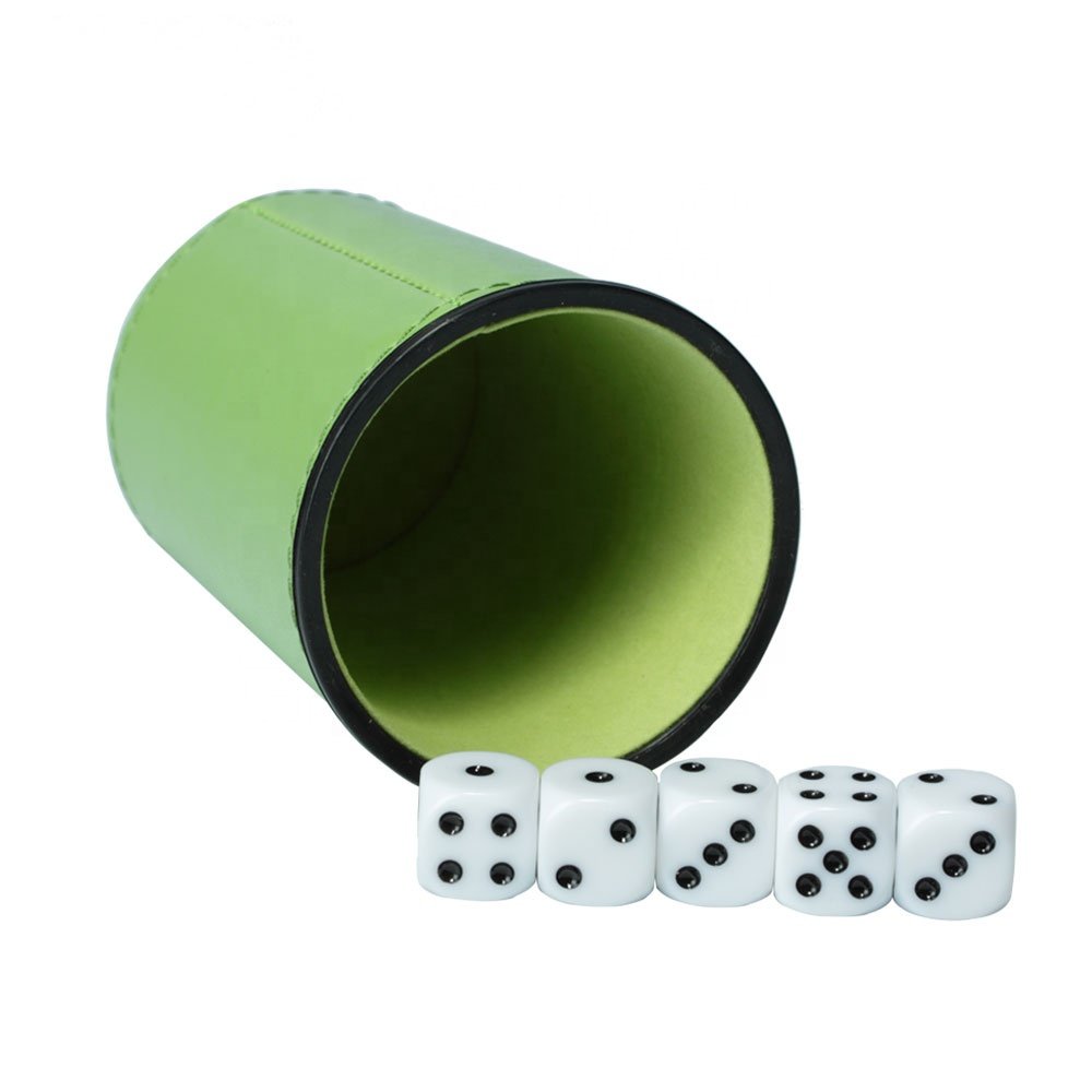 Green OEM Wholesale Stacking Cups Set Cheap Custom Logo Pu Leather High Quality Dice Cup For Games