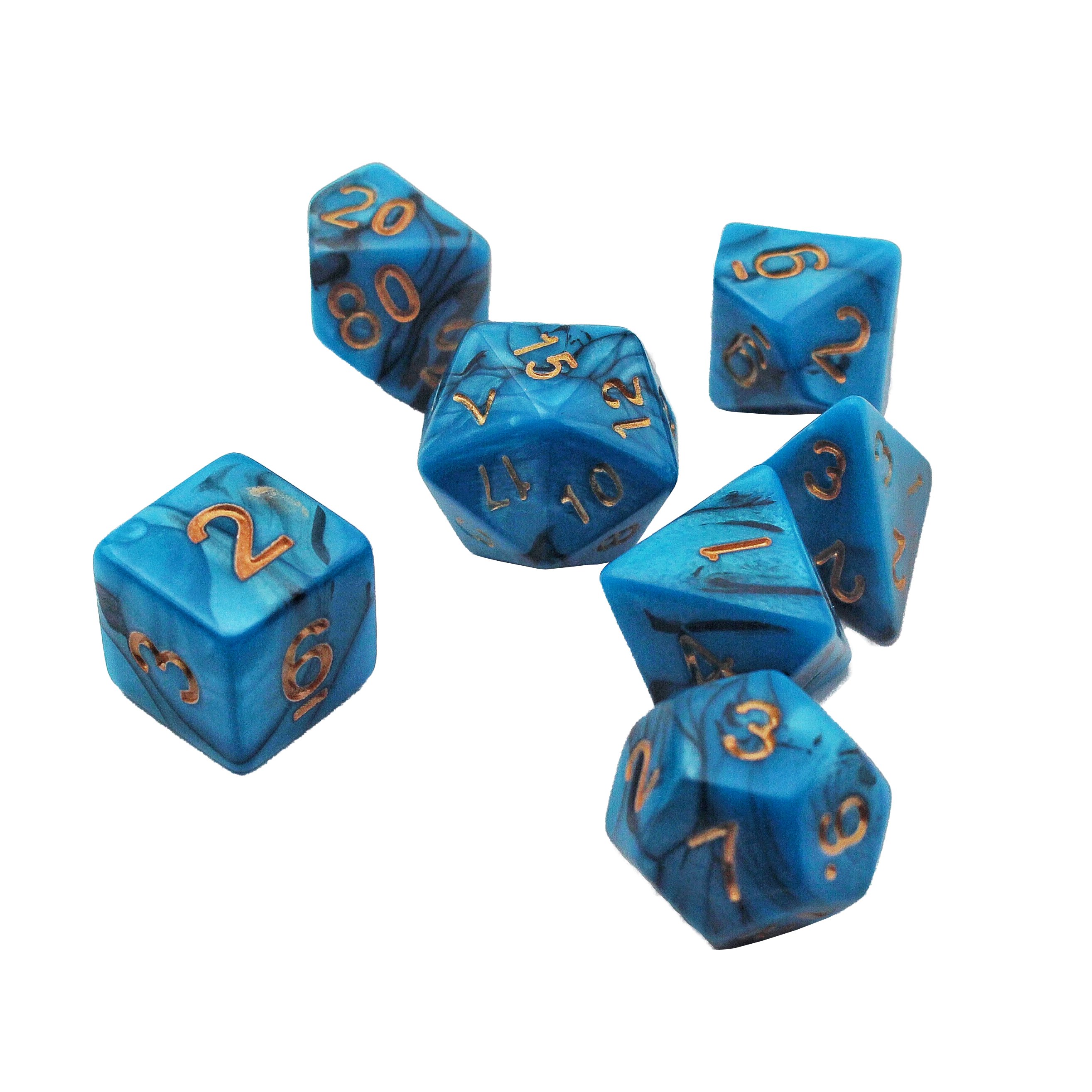 Purple & Blue Swirl Mixed color Polyhedral DND RPG Dice Set For Board Game