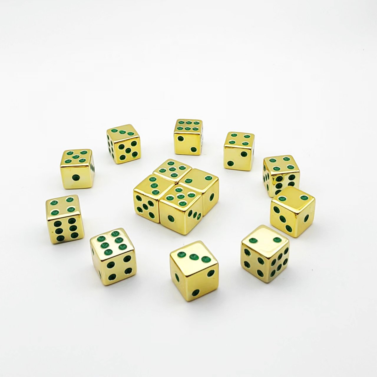 Wholesale Printed D6 Point Resin Acrylic Casino Dice Set Custom Plated Luxury Golden 16mm Adult Dice Games