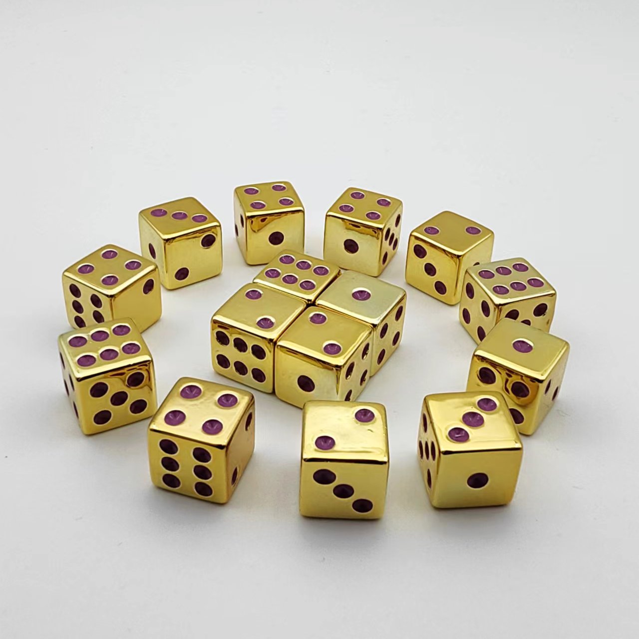 Wholesale Printed D6 Point Resin Acrylic Casino Dice Set Custom Plated Luxury Golden 16mm Adult Dice Games
