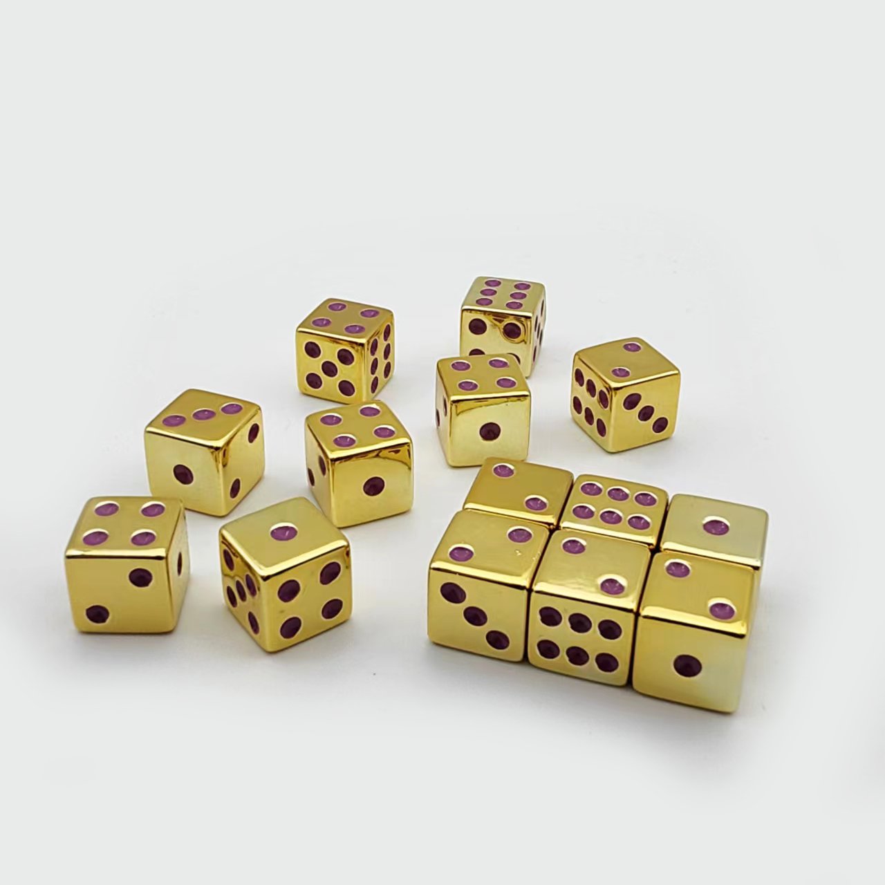 Wholesale Printed D6 Point Resin Acrylic Casino Dice Set Custom Plated Luxury Golden 16mm Adult Dice Games