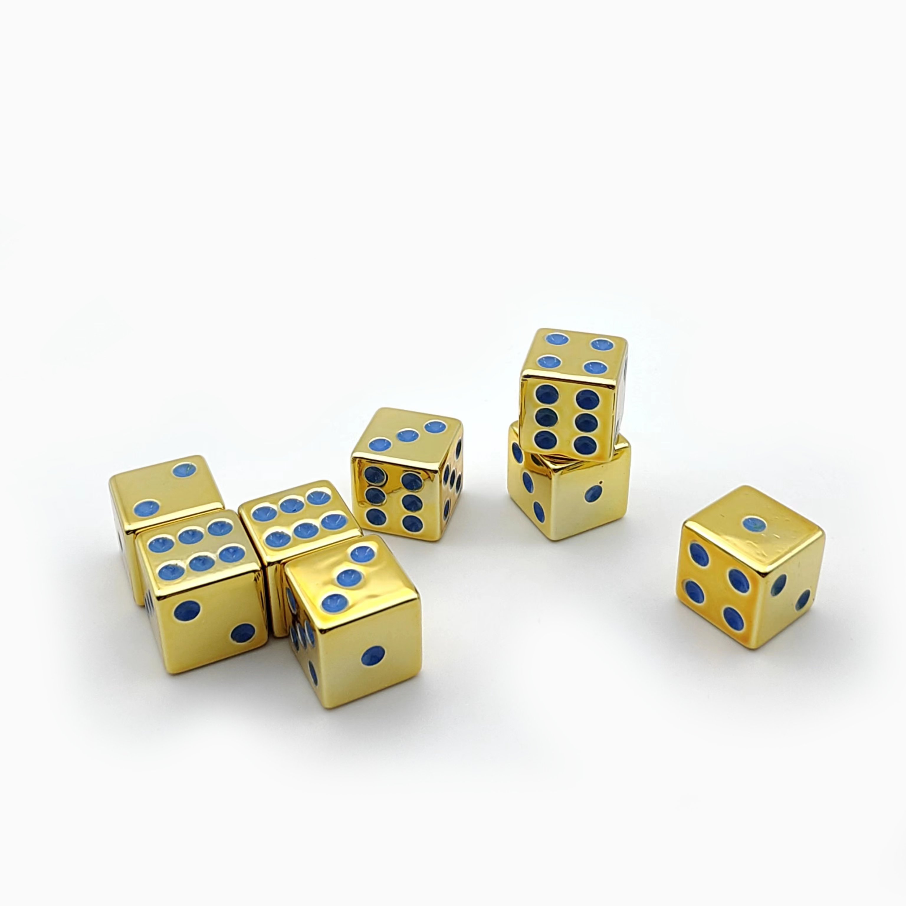 Wholesale Printed D6 Point Resin Acrylic Casino Dice Set Custom Plated Luxury Golden 16mm Adult Dice Games