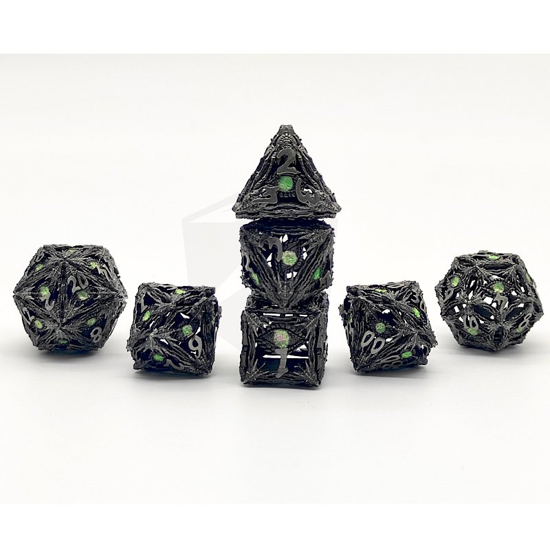 Hot Selling Metal Hollow Dnd Rpg Dice Set 7pcs Polyhedral Dungeons and Dragon Dice Board Game Dnd Dice