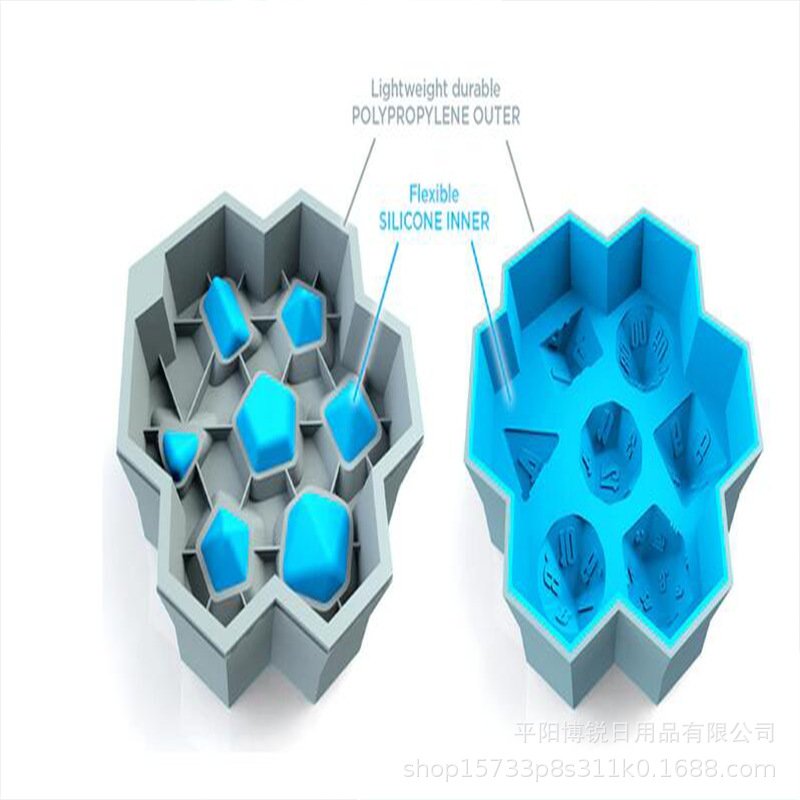 DD1646 Creative 7 Cubes Polyhedral Dice Molds Box Stackable Baking Ice Trays for Freezer Cocktail Drink Dice Ice Cube Mold
