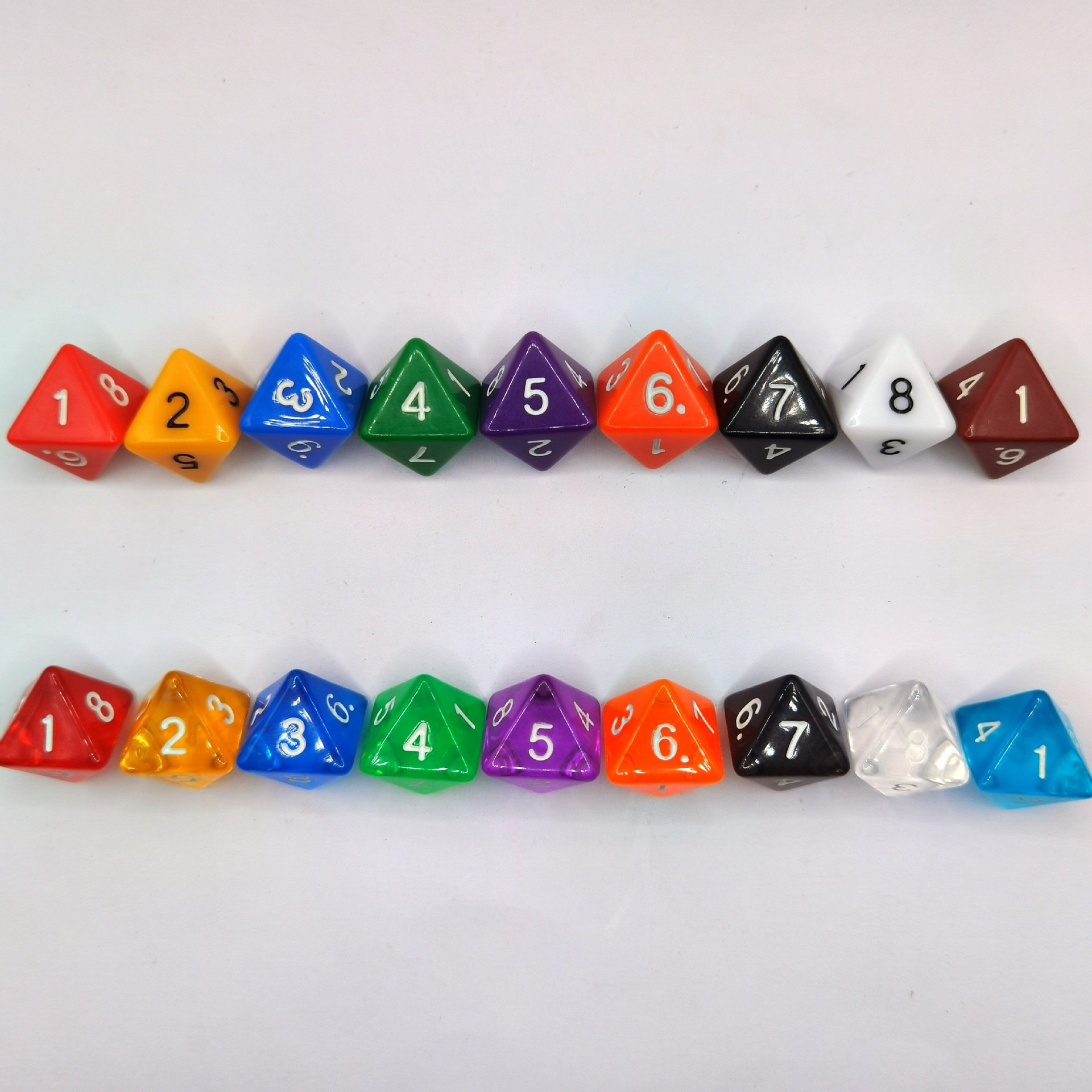 D8 Octahedron Game Dice Digital Color Acrylic Transparent Polyhedron Dice Entertainment Magic Props Dice Wholesale -