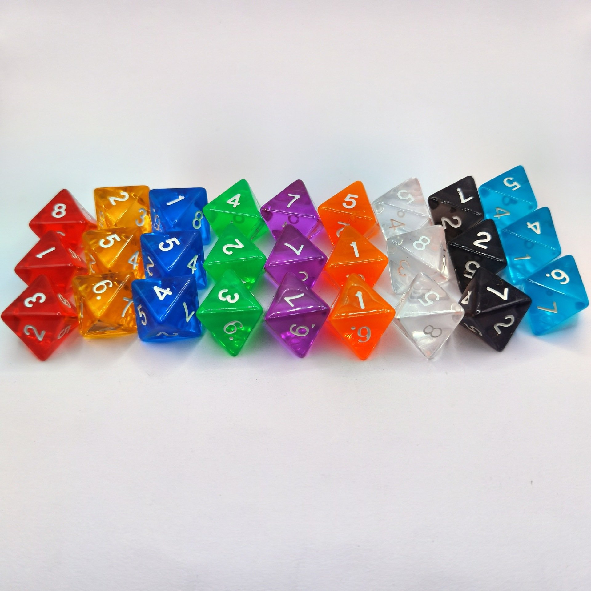 D8 Octahedron Game Dice Digital Color Acrylic Transparent Polyhedron Dice Entertainment Magic Props Dice Wholesale -